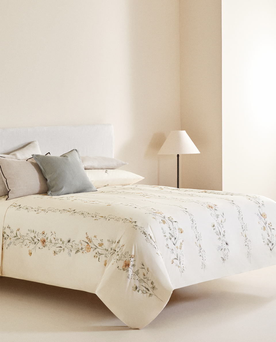 DUVET COVER WITH BOTANICAL FLORAL PRINT
