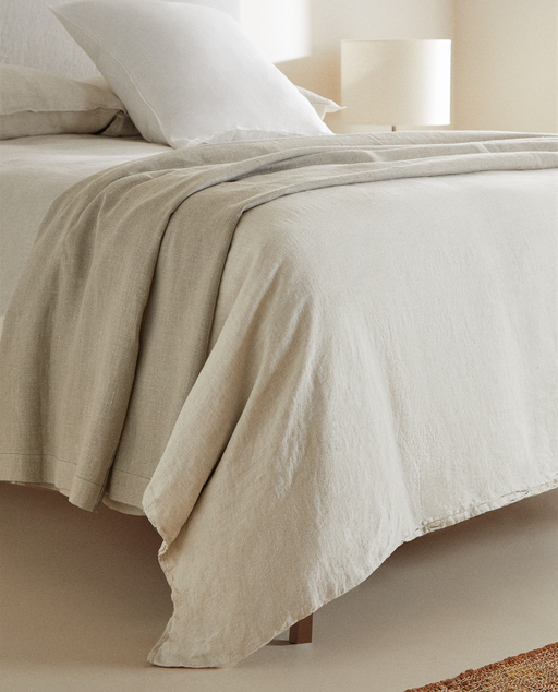 160 Gsm Washed Linen Fitted Sheet Null Zara Home United Kingdom