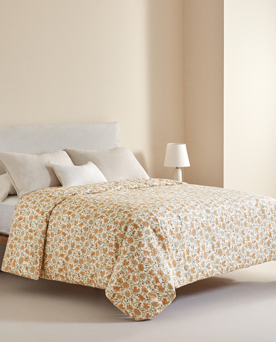 DUVET COVER WITH FLORAL AND BRANCH PRINT