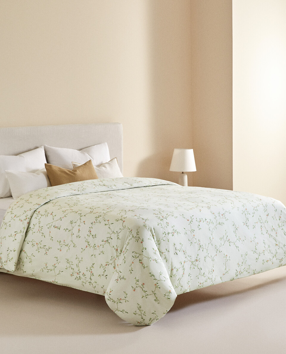 DUVET COVER WITH FLORAL AND BRANCH PRINT