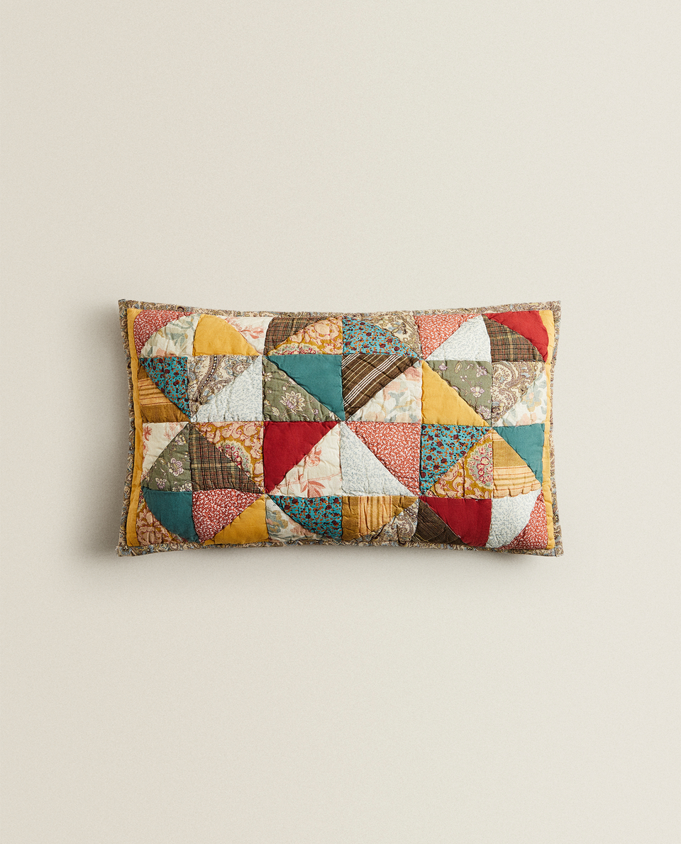 MULTICOLOURED PATCHWORK CUSHION COVER