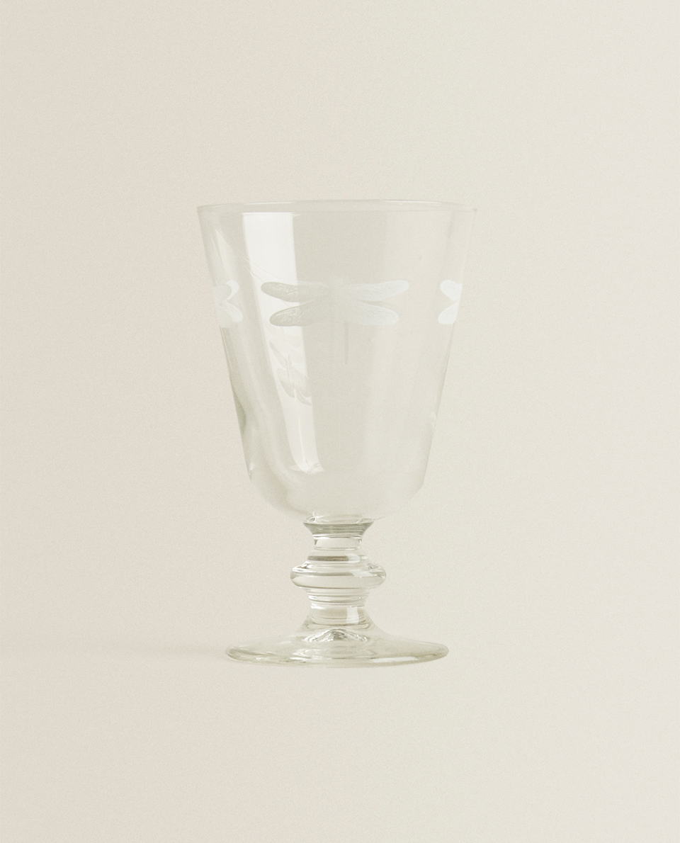 DRAGONFLY PRINT WINE GLASS