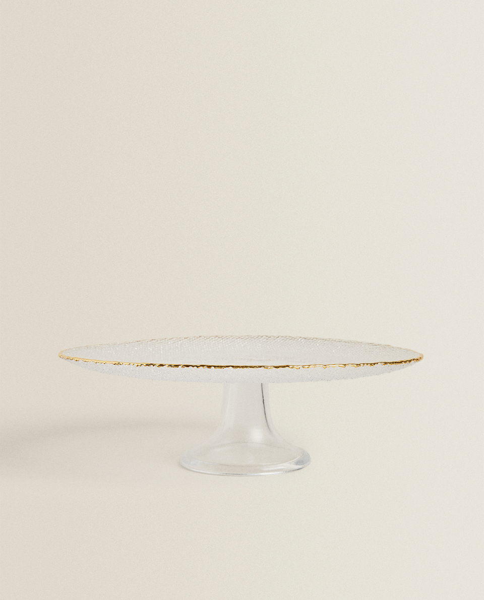 CAKE STAND WITH RAISED GOLD RIM