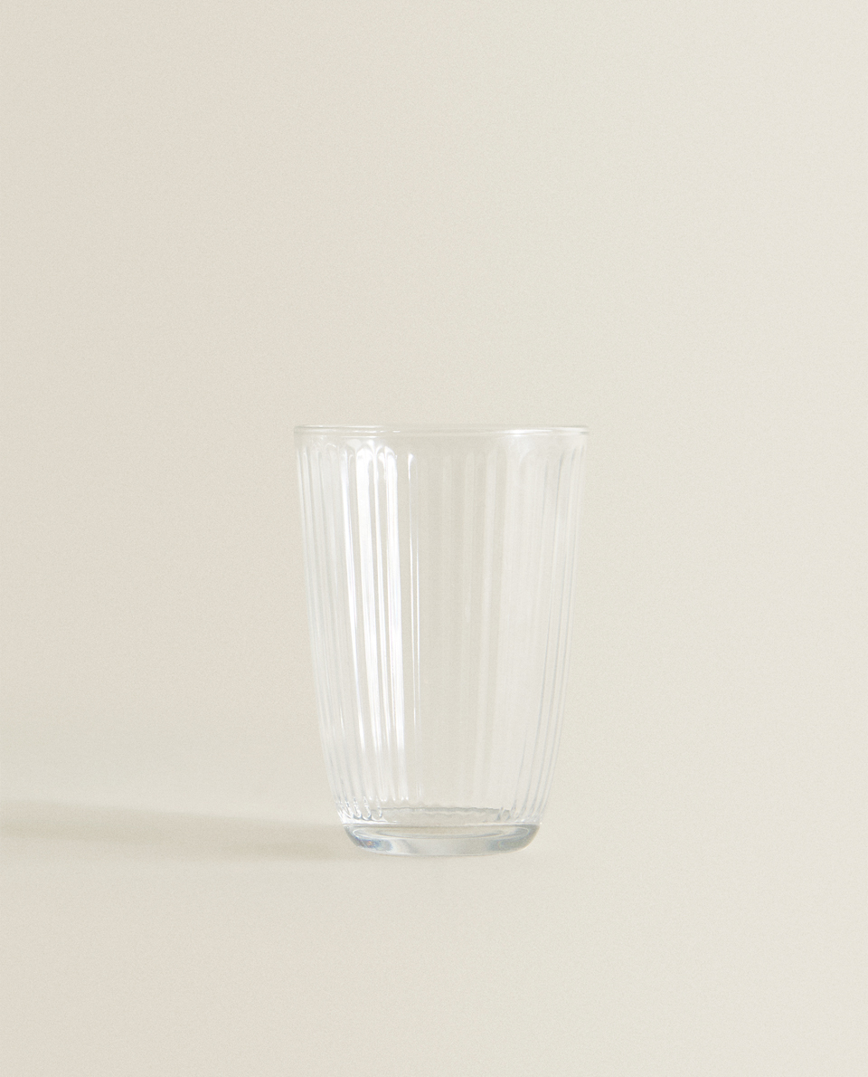 LINE-DESIGN GLASS SOFT DRINK TUMBLER