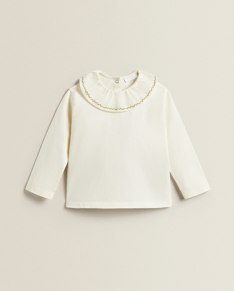 EMBROIDERED COLLAR T-SHIRT