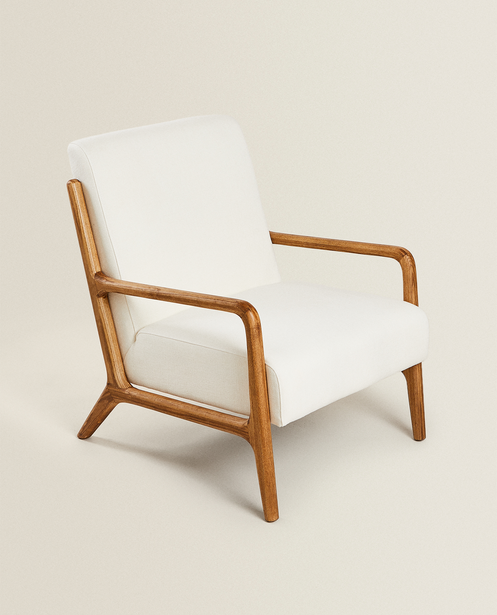 wood and linen armchair