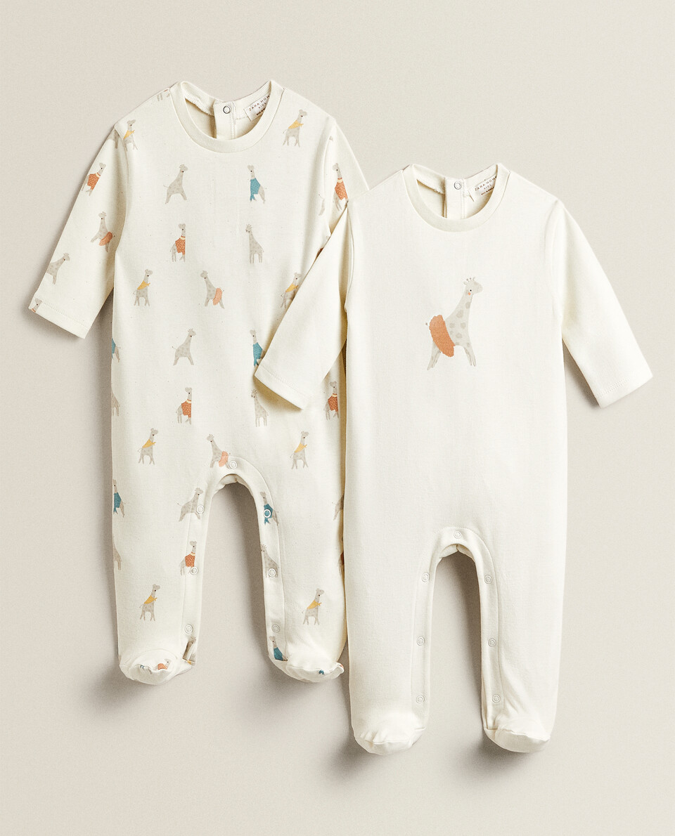 SET OF 2 ROMPERS WITH GIRAFFES