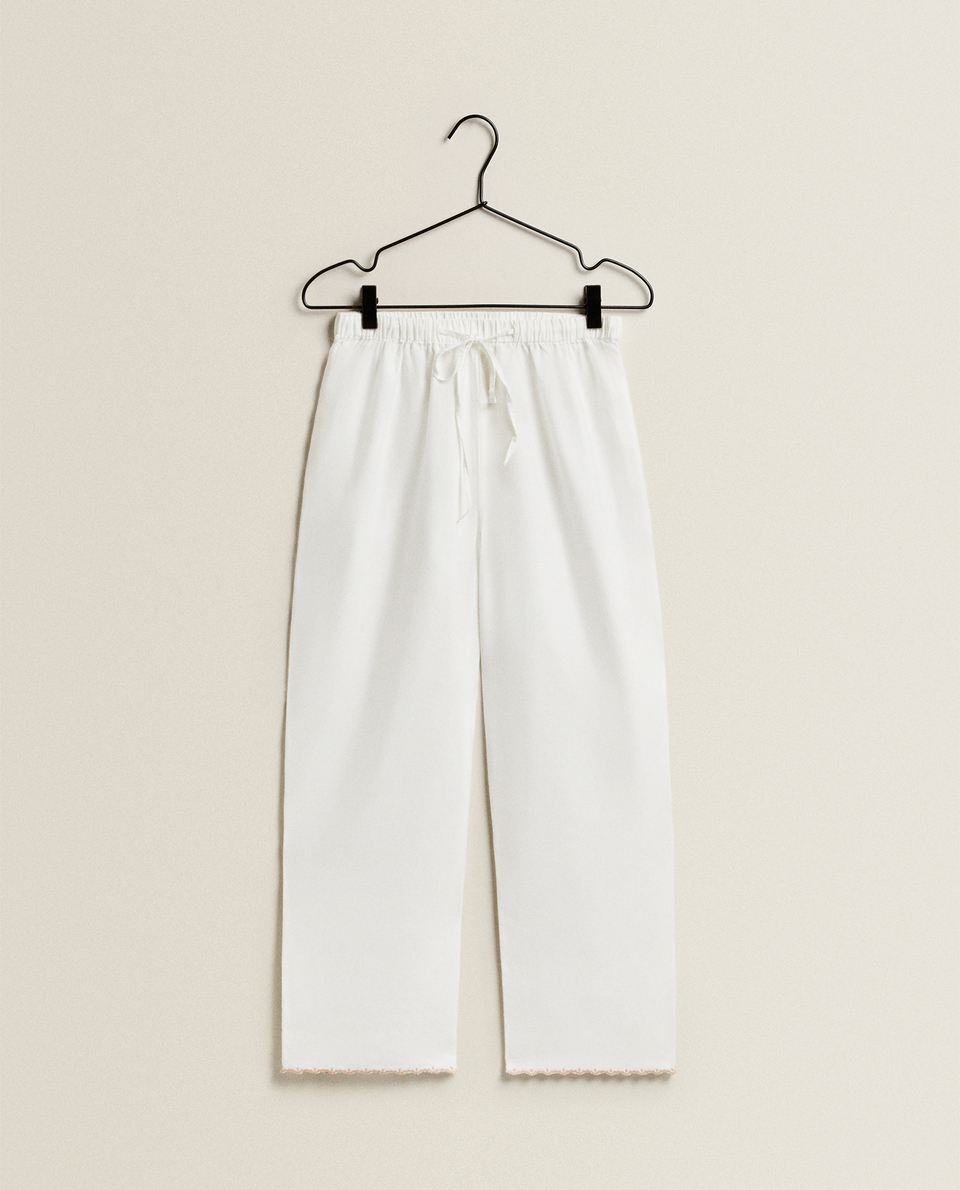 EMBROIDERED LINEN TROUSERS
