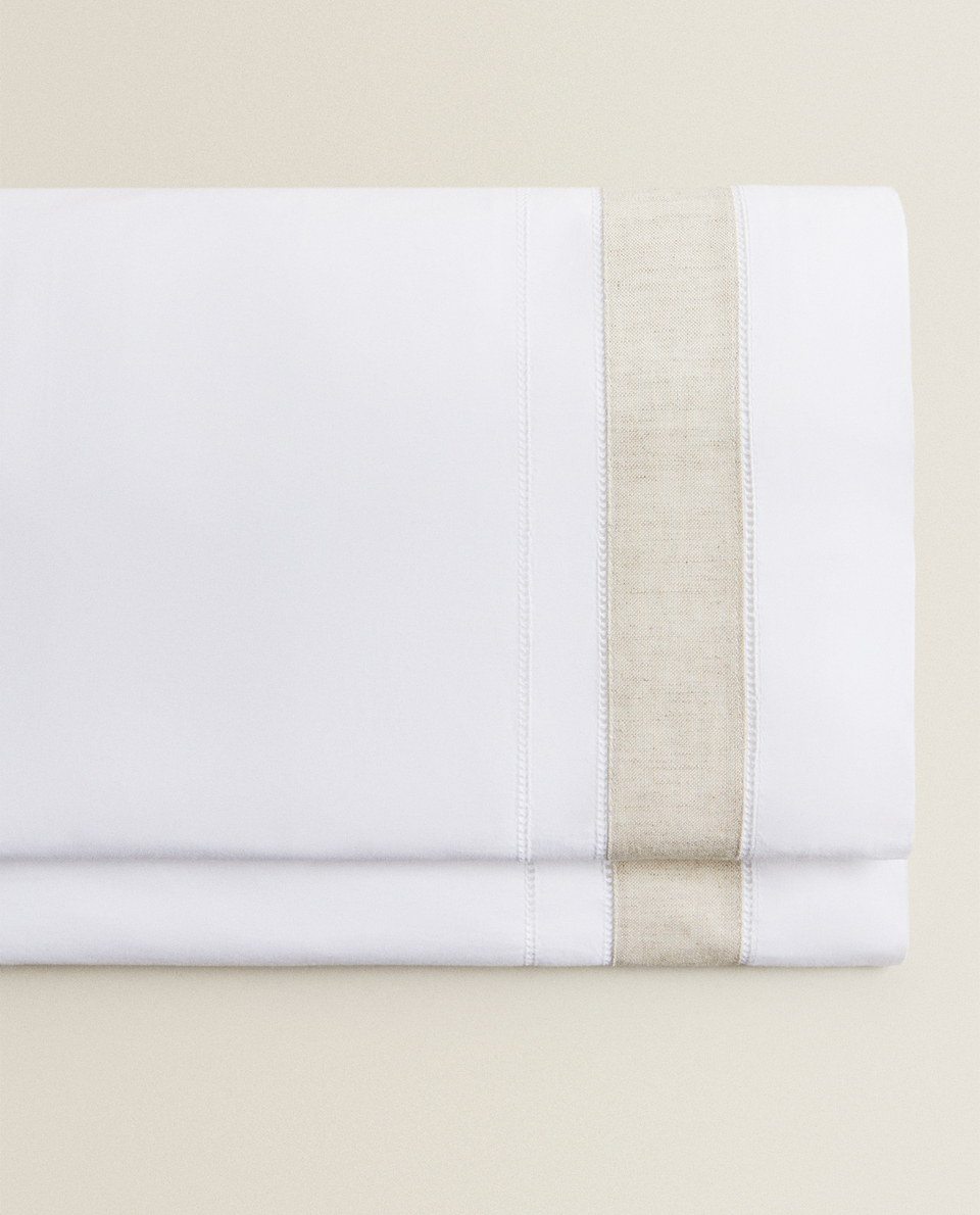 FLAT SHEET WITH LINEN EMBROIDERY BORDER