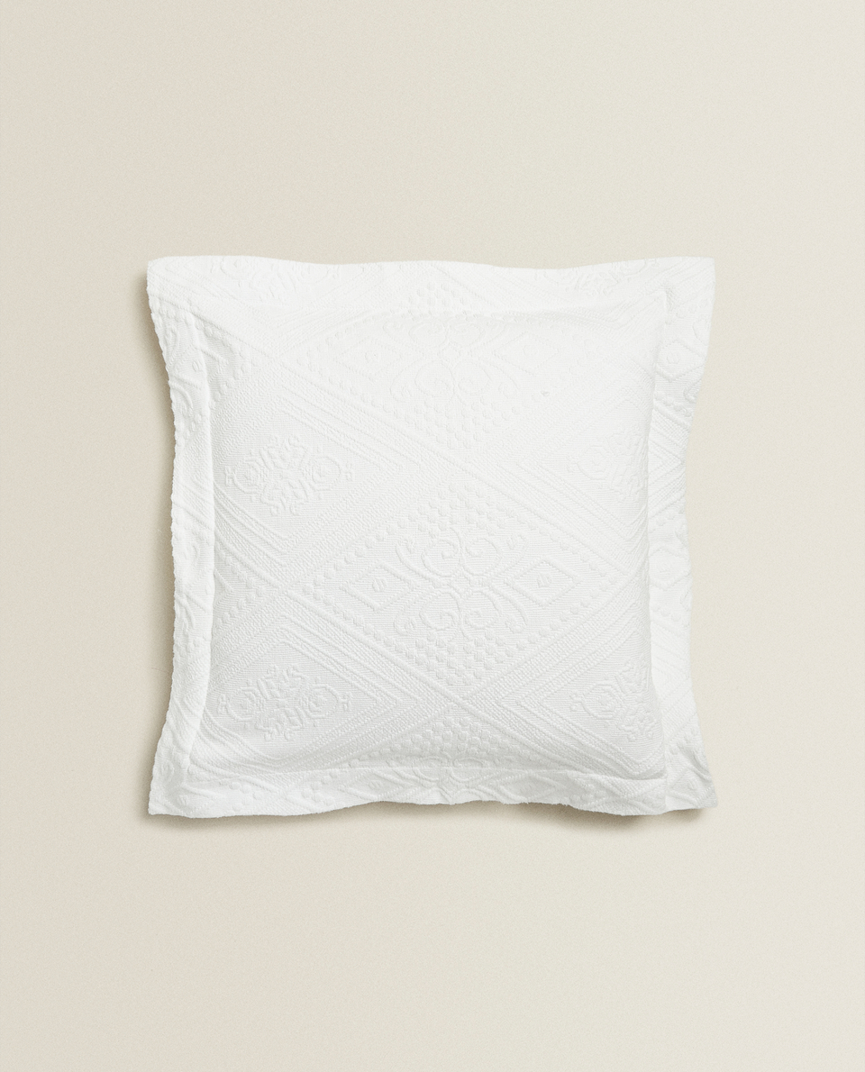 COTTON THROW PILLOW COVER WITH GEOMETRIC DESIGN