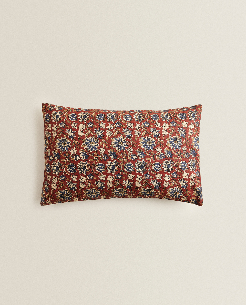 FLORAL PRINT THROW PILLOW COVER