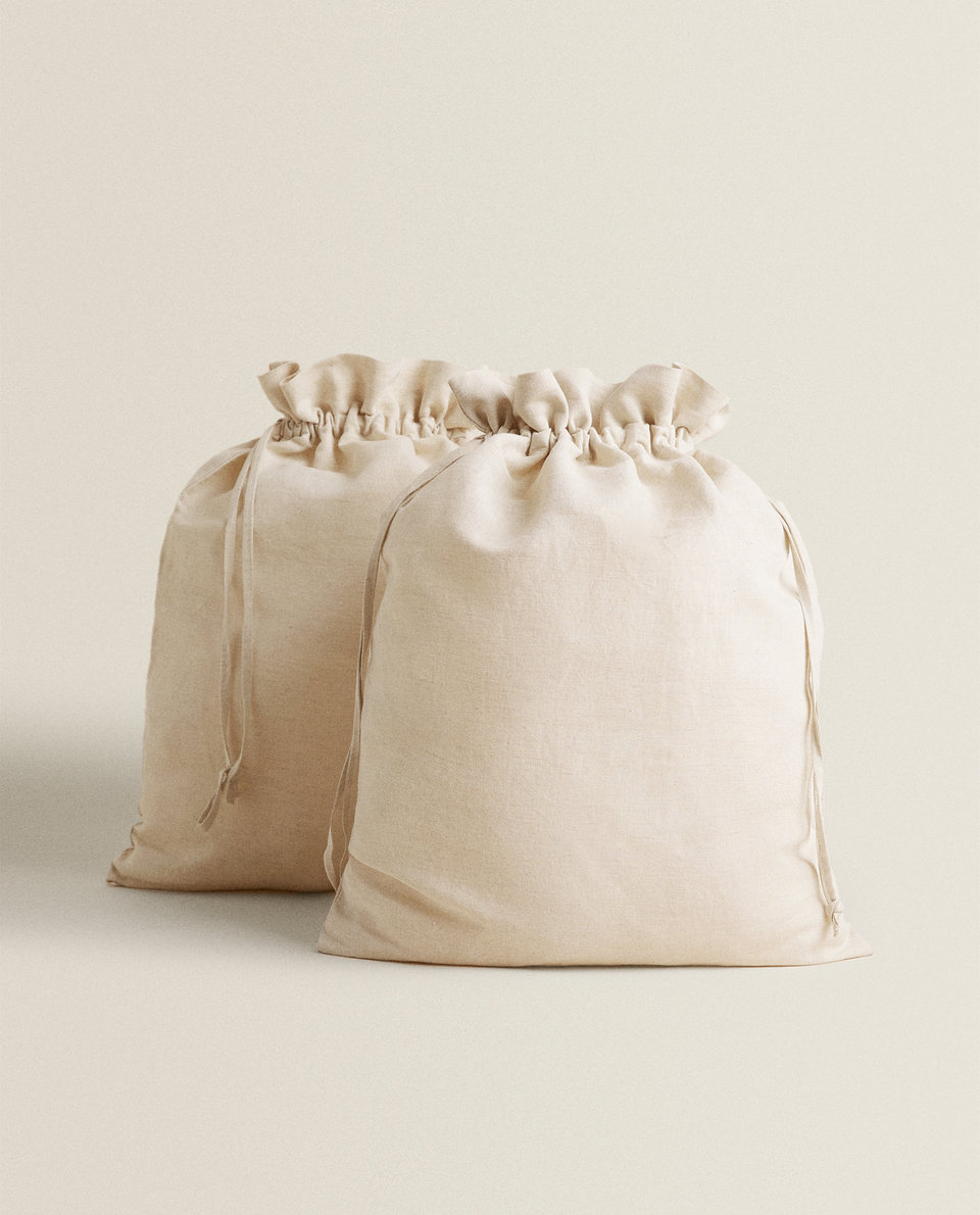 CUSTOMISABLE COTTON AND LINEN STORAGE BAG (PACK OF 2)