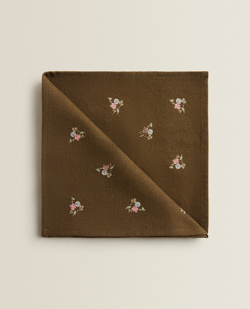 FLORAL PRINT COTTON NAPKIN (PACK OF 2)