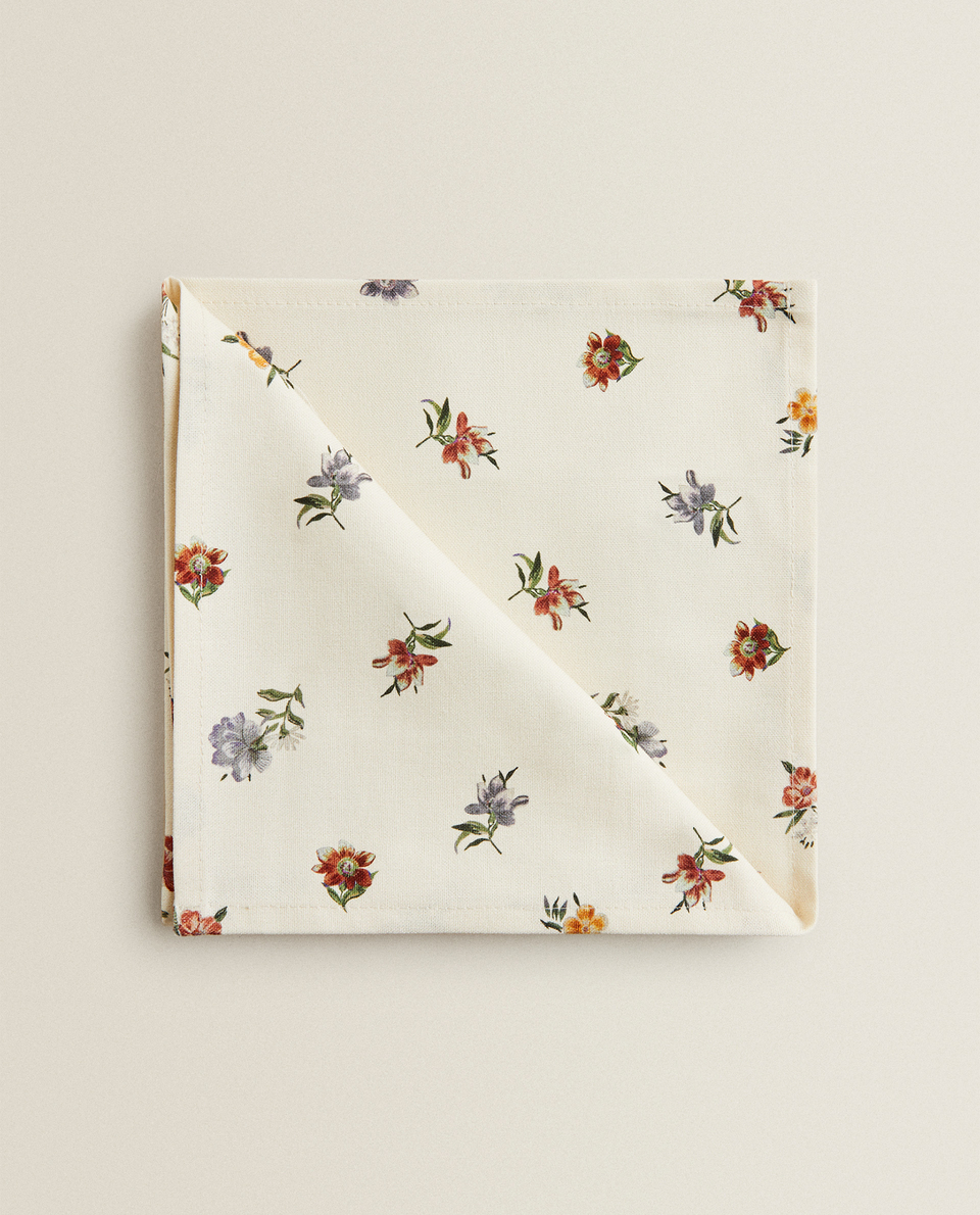 FLORAL PRINT COTTON NAPKIN (PACK OF 2)