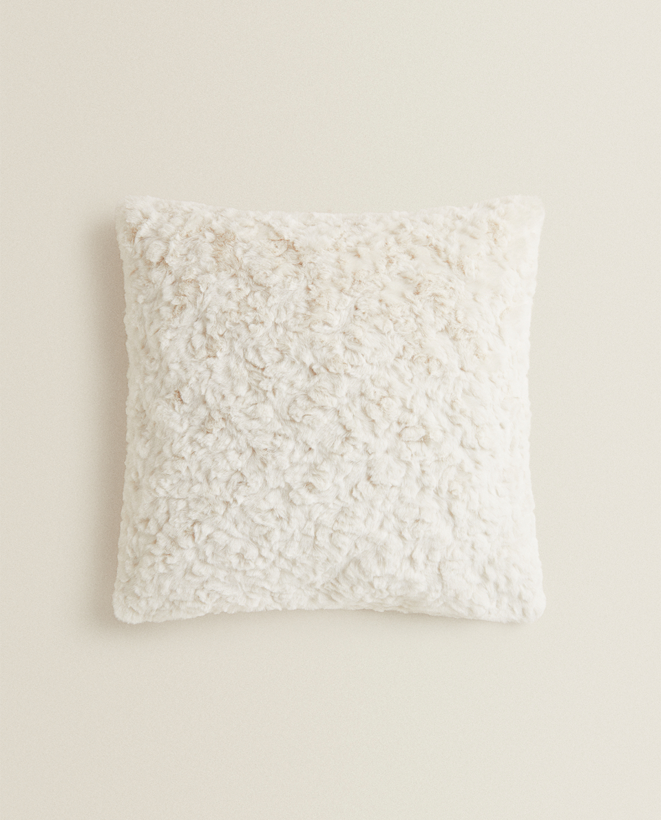 TEXTURED FURRY THROW PILLOW COVER