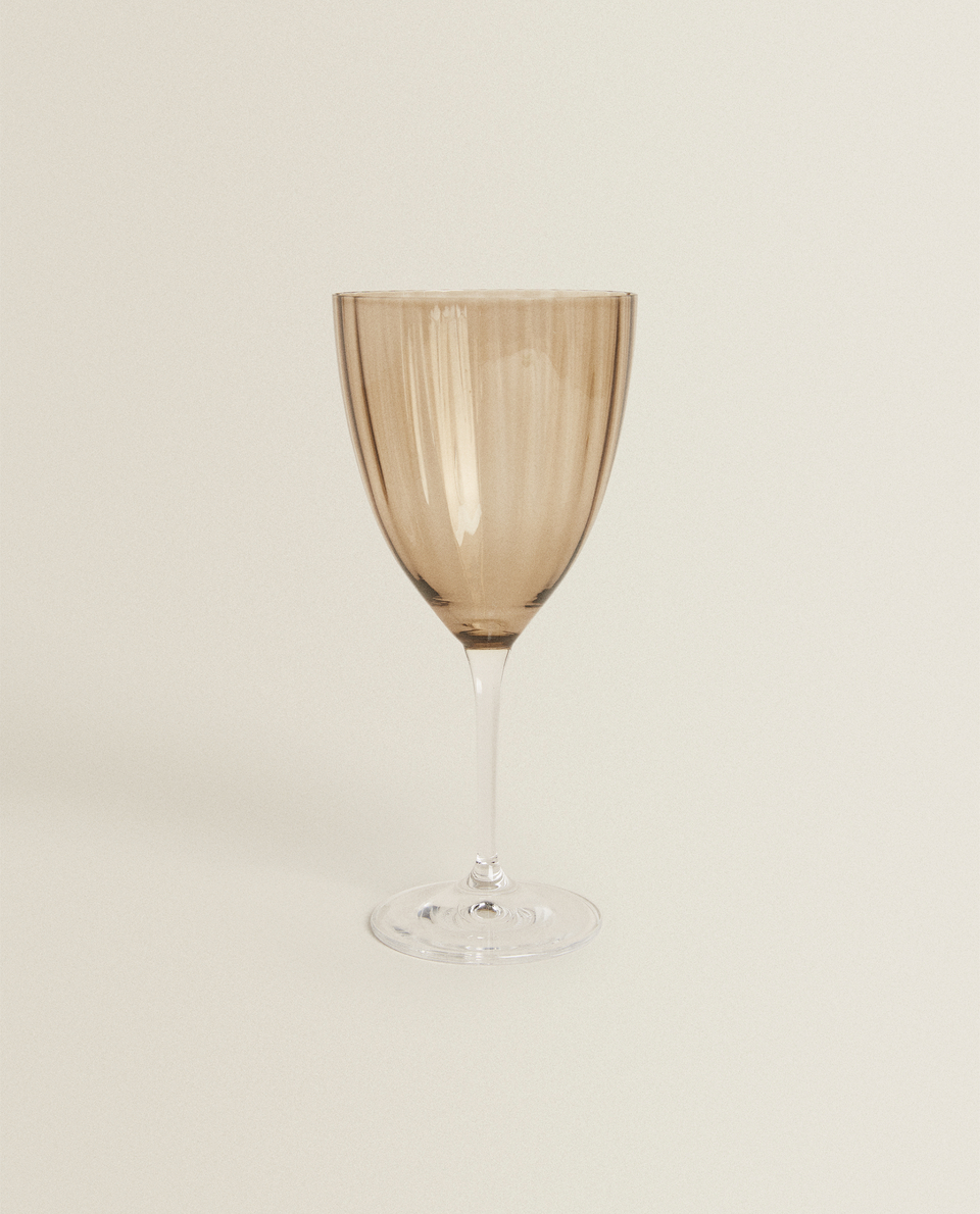 BOHEMIA CRYSTAL COLOURED WINE GLASS WITH WAVY EFFECT