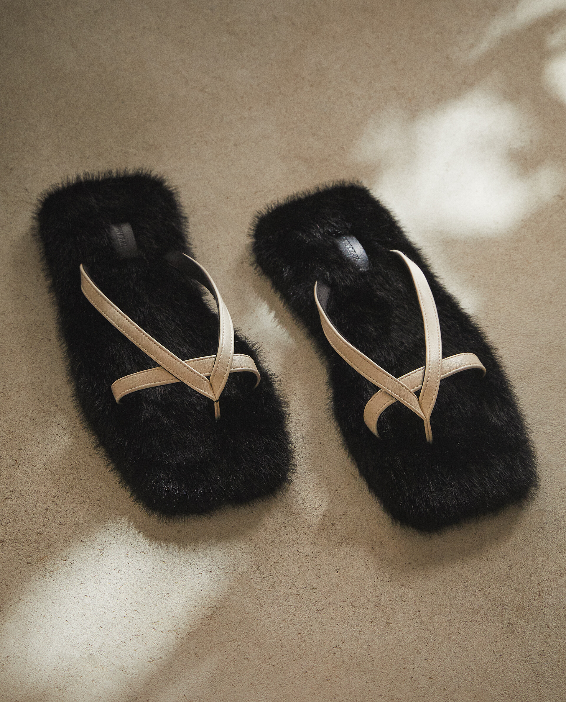 FAUX FUR SLIPPERS WITH CONTRAST STRAPS Zara Home Ireland