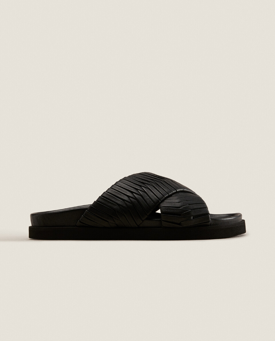 Zara padded leather sandals deals