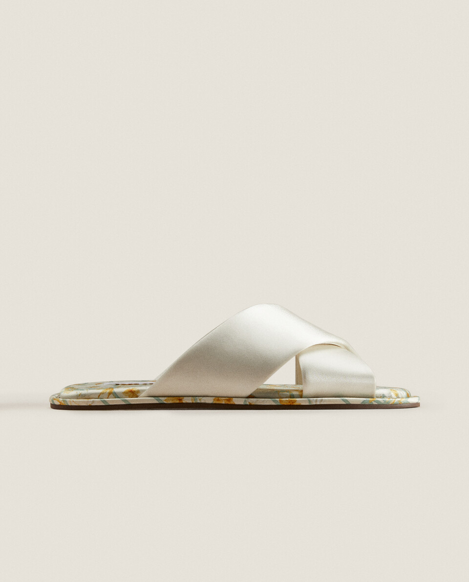 PRINTED SATIN SLIPPERS WITH RHINESTONES Zara Home Jordan