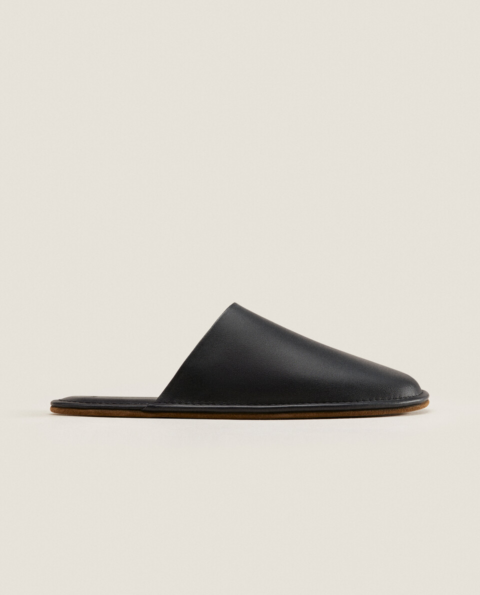 SOFT LEATHER MULE SLIPPERS