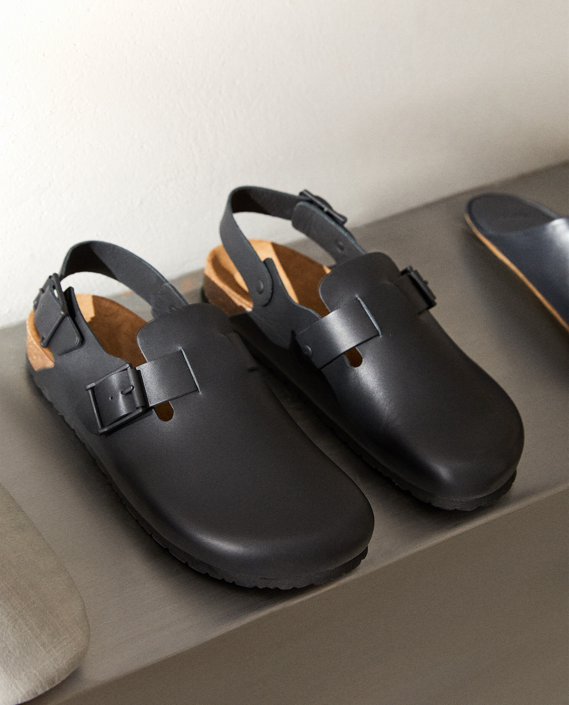 Leather clogs with new arrivals backstrap