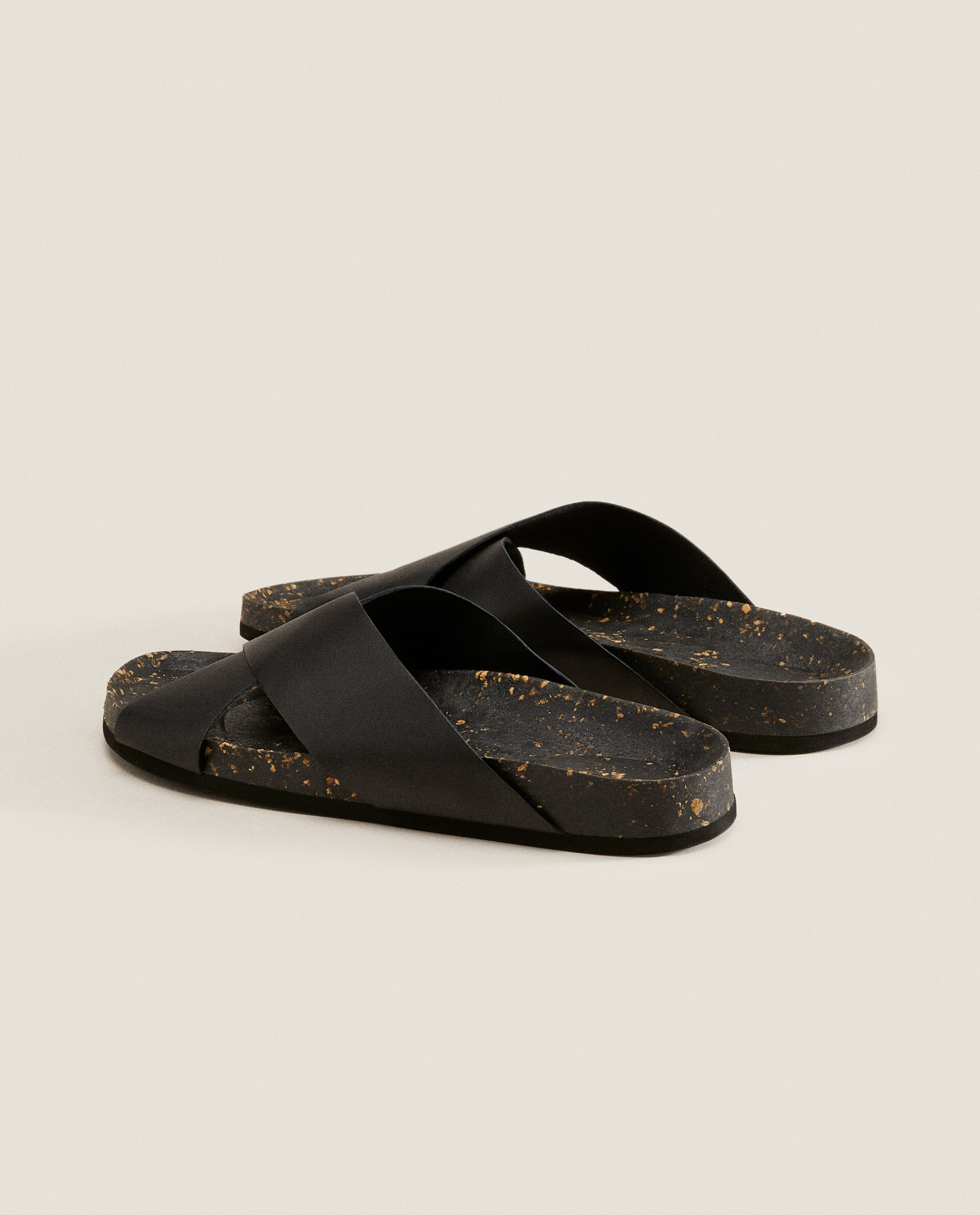 Leather crossover sandals top zara
