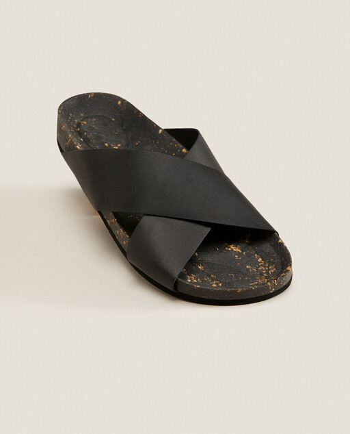 Leather crossover sandals top zara