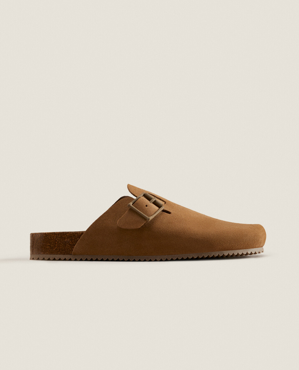 LEATHER CLOGS WITH BUCKLE Zara Home United Kingdom