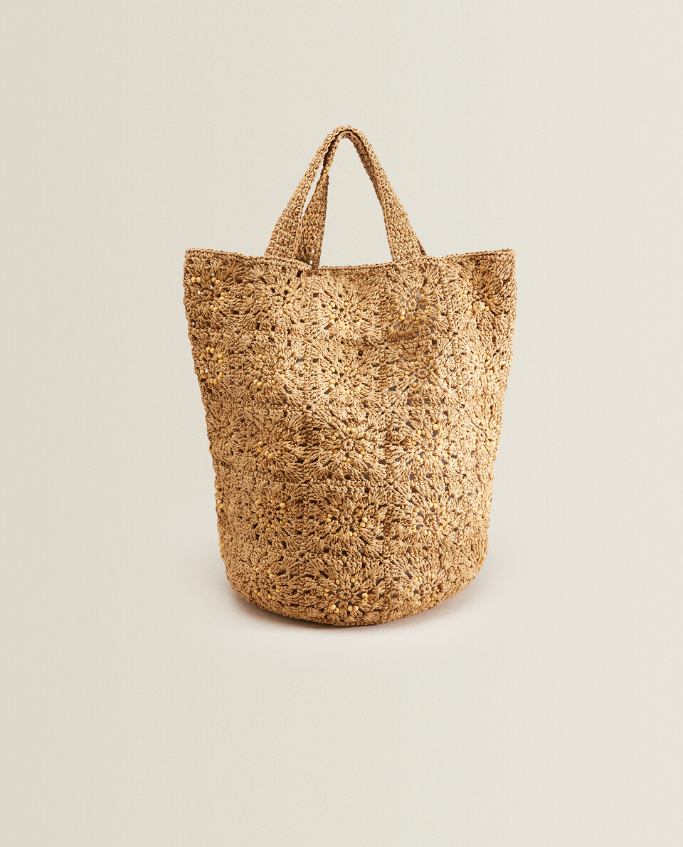 Paper tote bag with beading Zara Home Japan