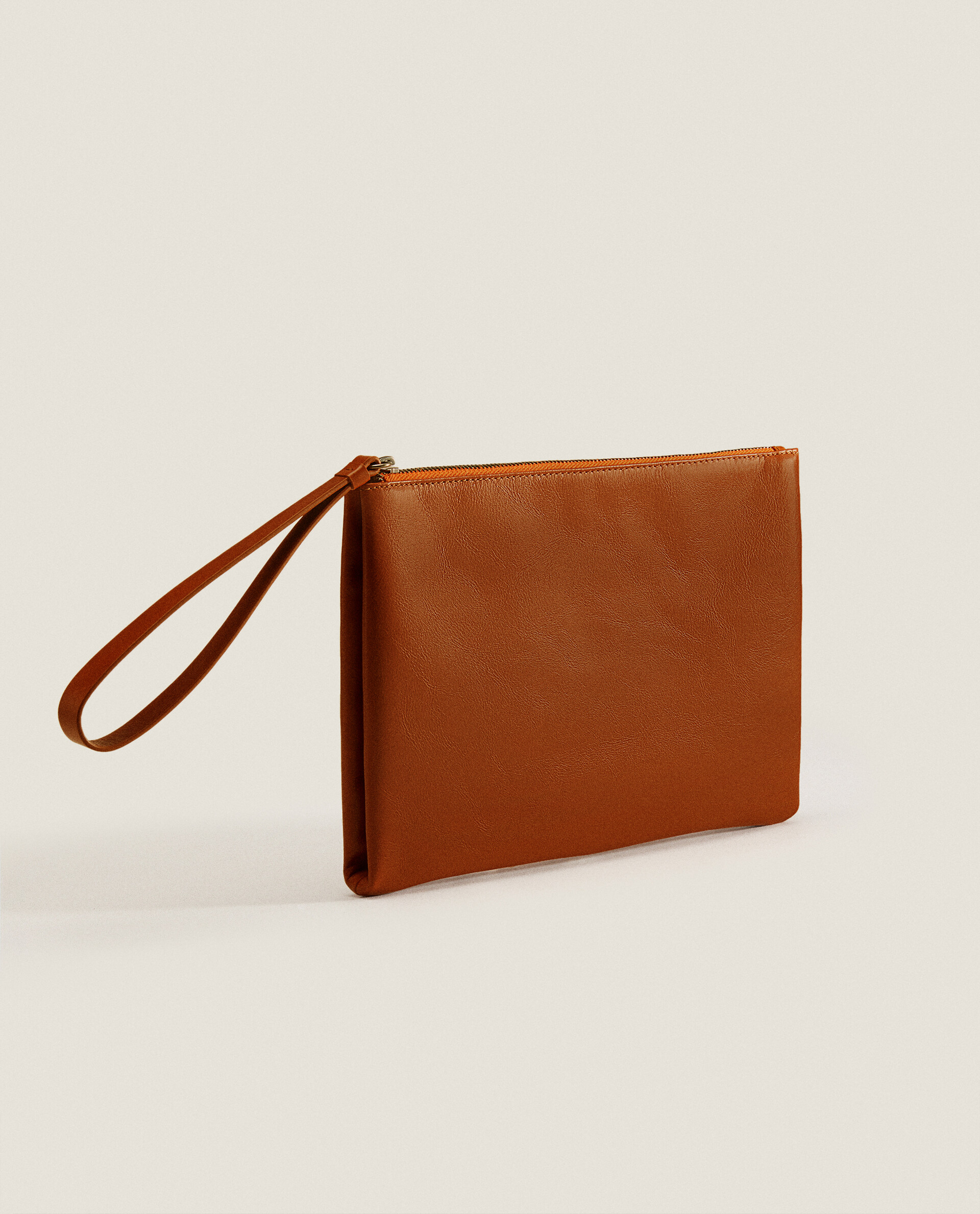 Zara online leather clutch