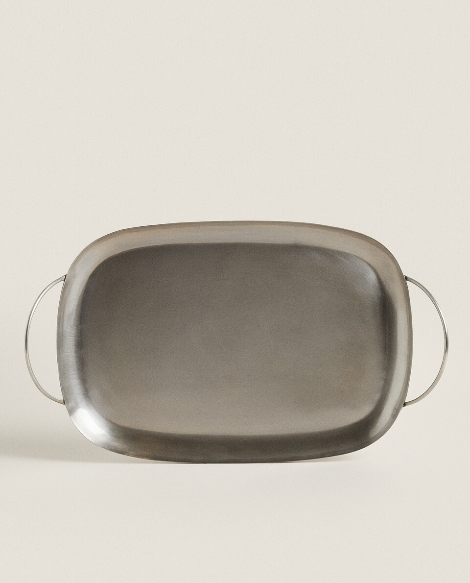 METAL TRAY WITH HANDLES