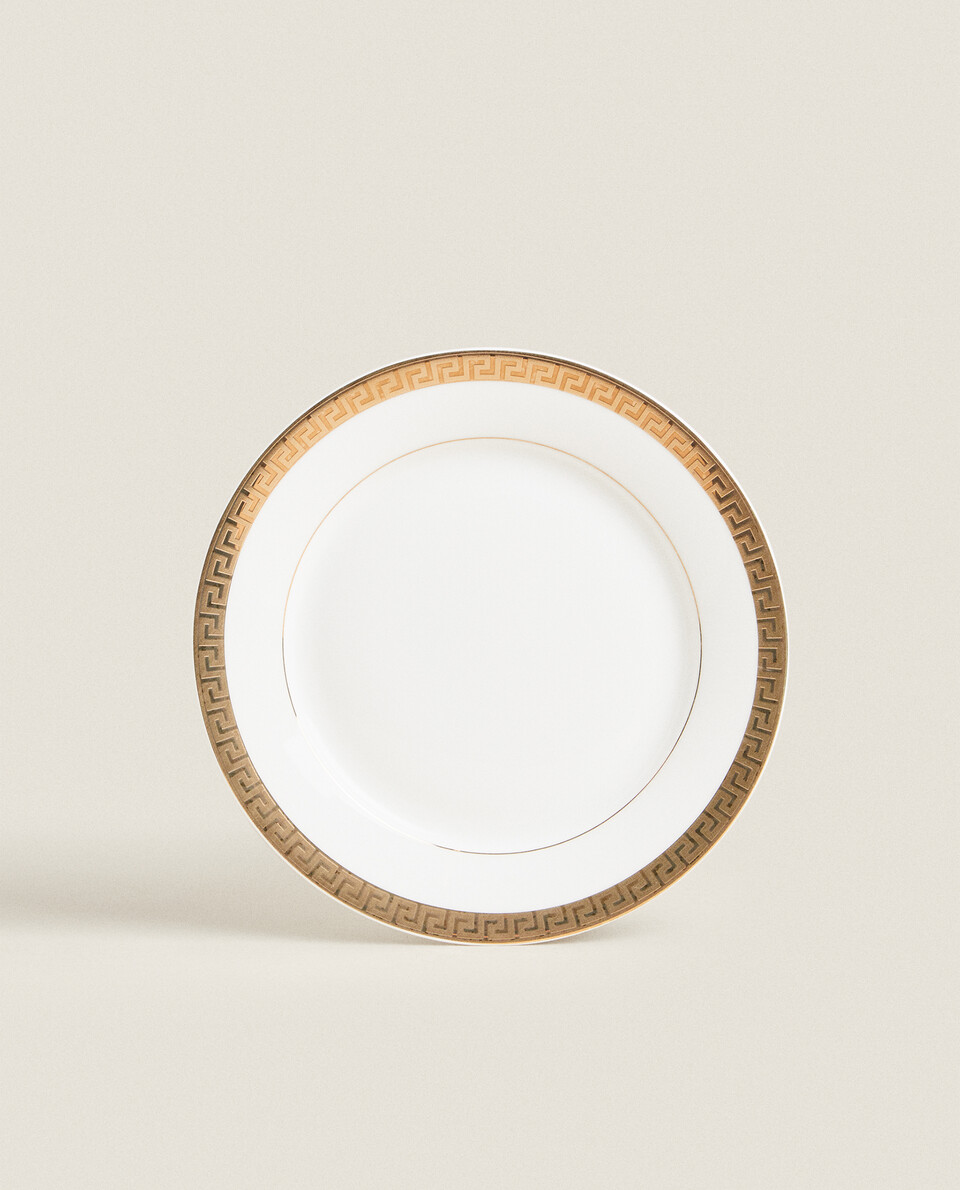 BONE CHINA DESSERT PLATE WITH BORDER Zara Home Bahrain
