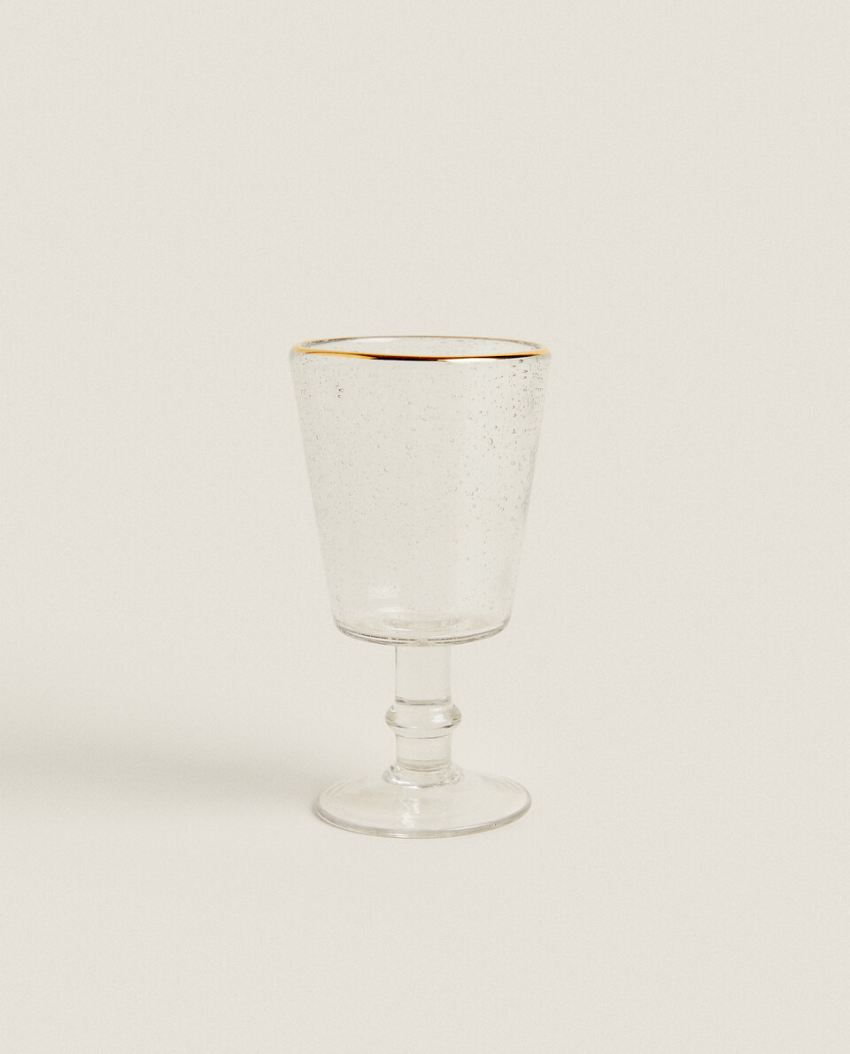 CHRISTMAS GLASS WITH BUBBLE RIM