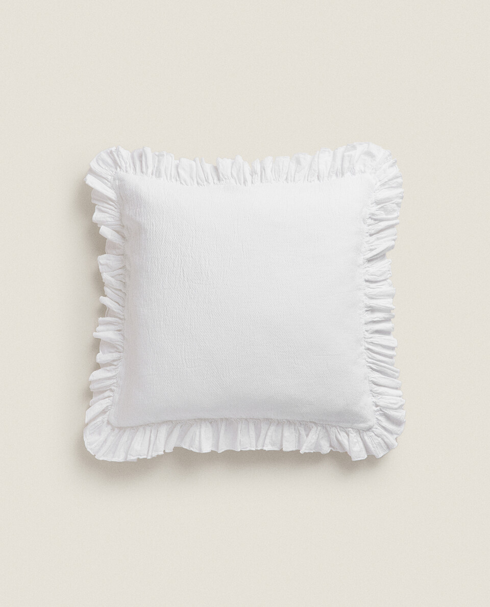 CUSHION COVER WITH PLEATED RUFFLE