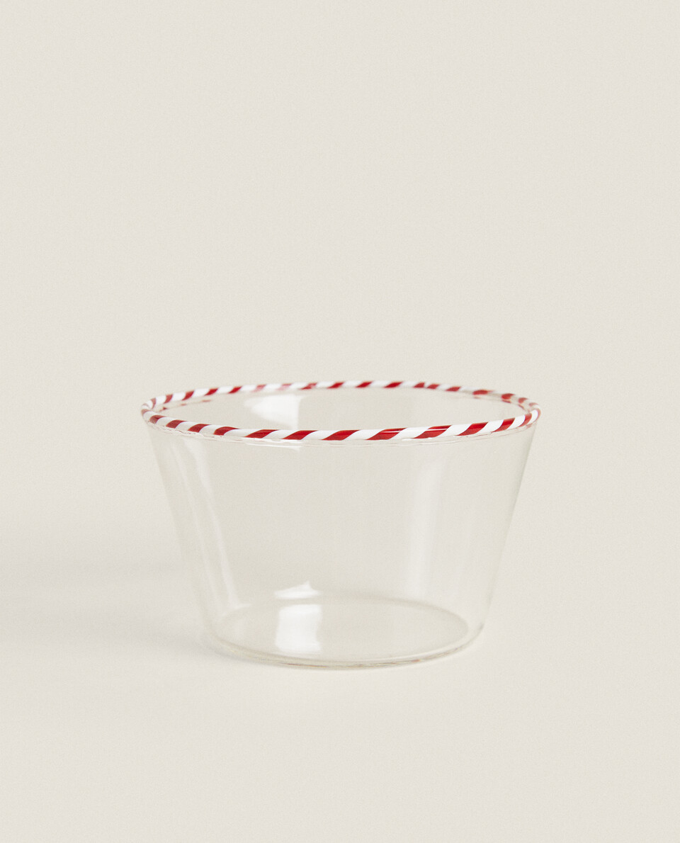 BOROSILICATE GLASS BOWL WITH CHRISTMAS CANDY CANE Zara Home Ireland
