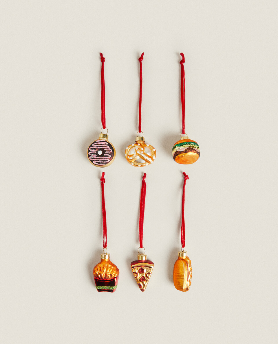 PACK OF CHRISTMAS FAST FOOD DECORATIONS (PACK OF 6)