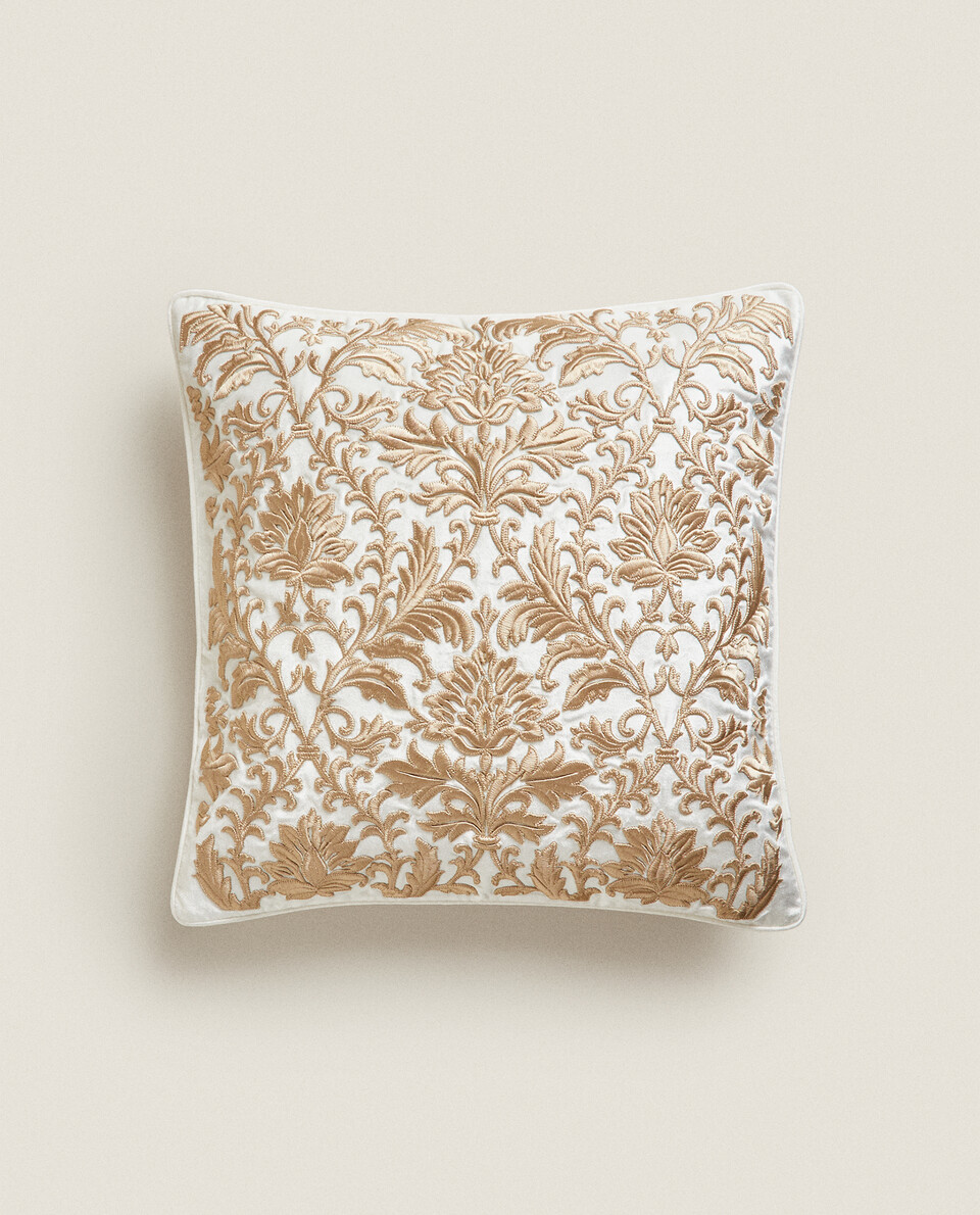 CUSHION COVER WITH FLORAL EMBROIDERY