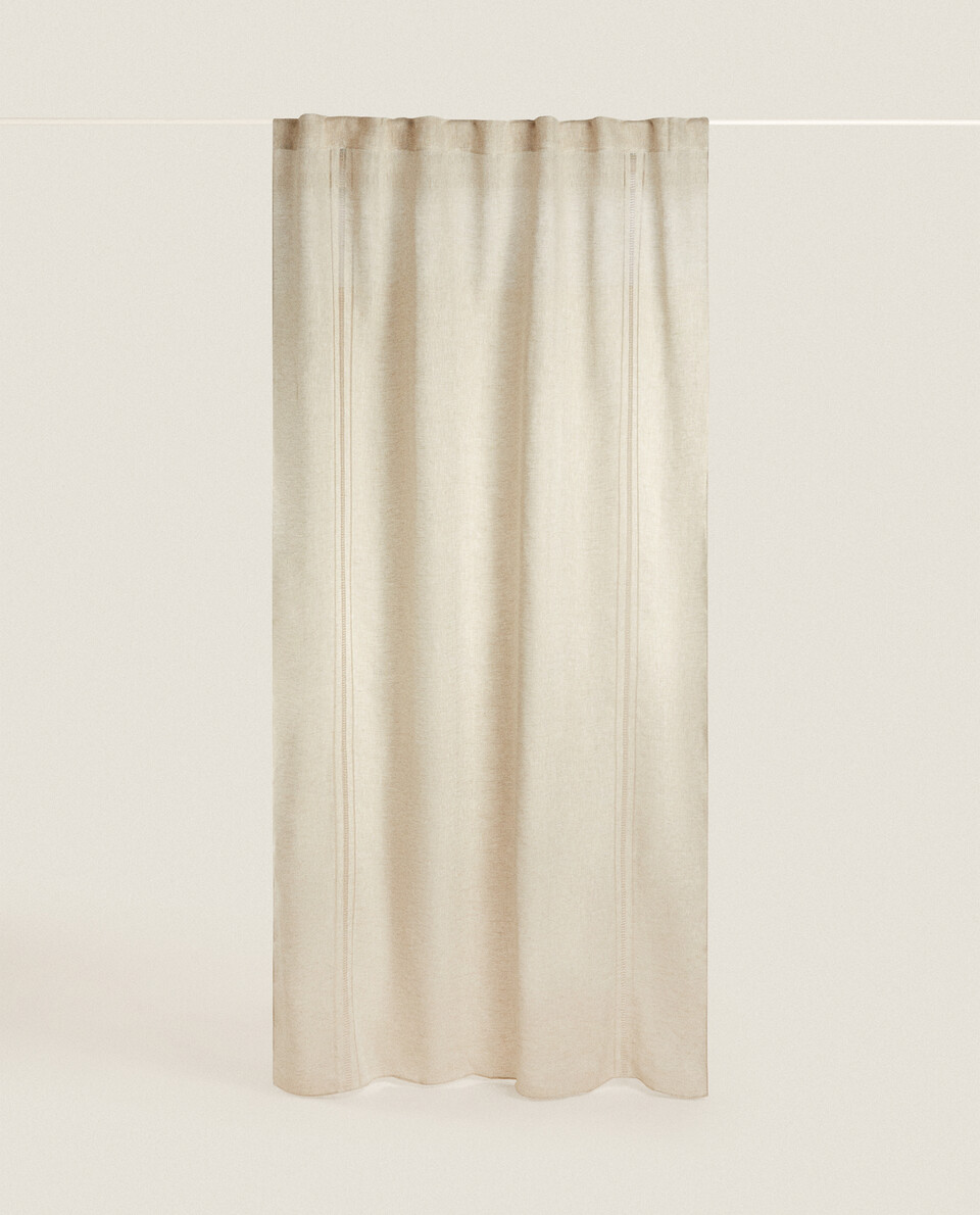 LINEN CURTAIN WITH VERTICAL HEMSTITCHING