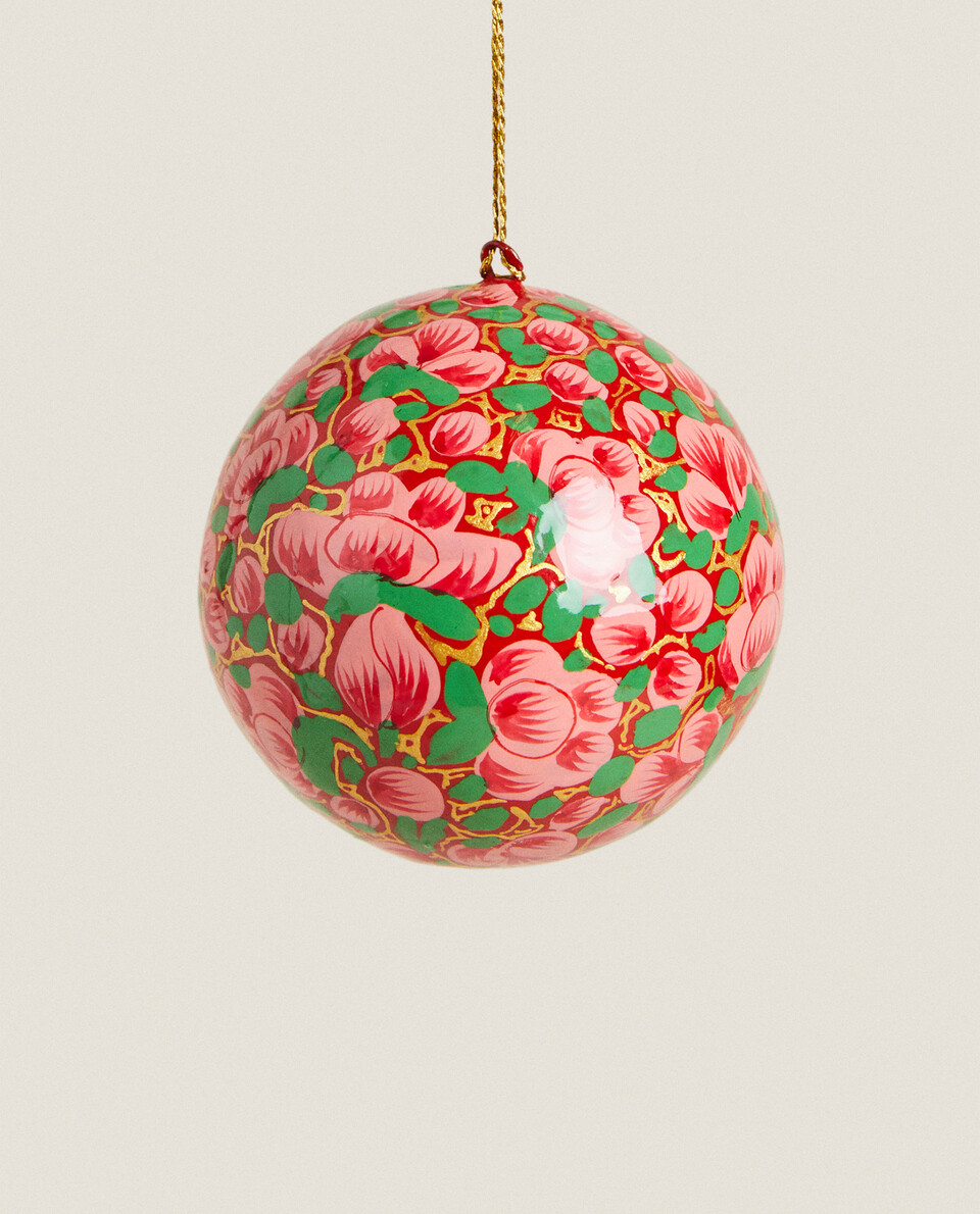 PAINTED CHRISTMAS PAPER BAUBLE DECORATION