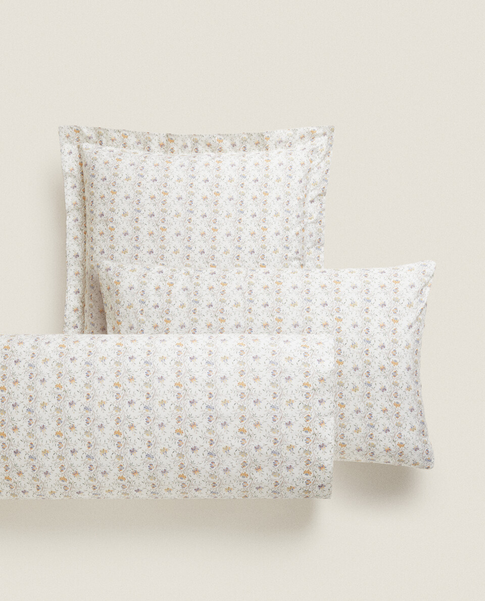 Zara Home Standard Pillow Case - 17.5 x 43.5 in. - 100% Cotton - Floral  Design
