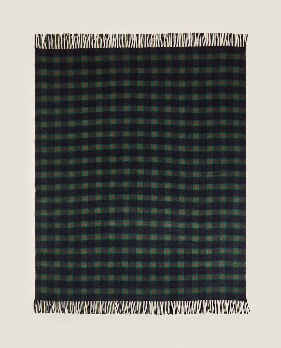 CHRISTMAS TARTAN CHECK WOOL BLANKET | Zara Home Greece