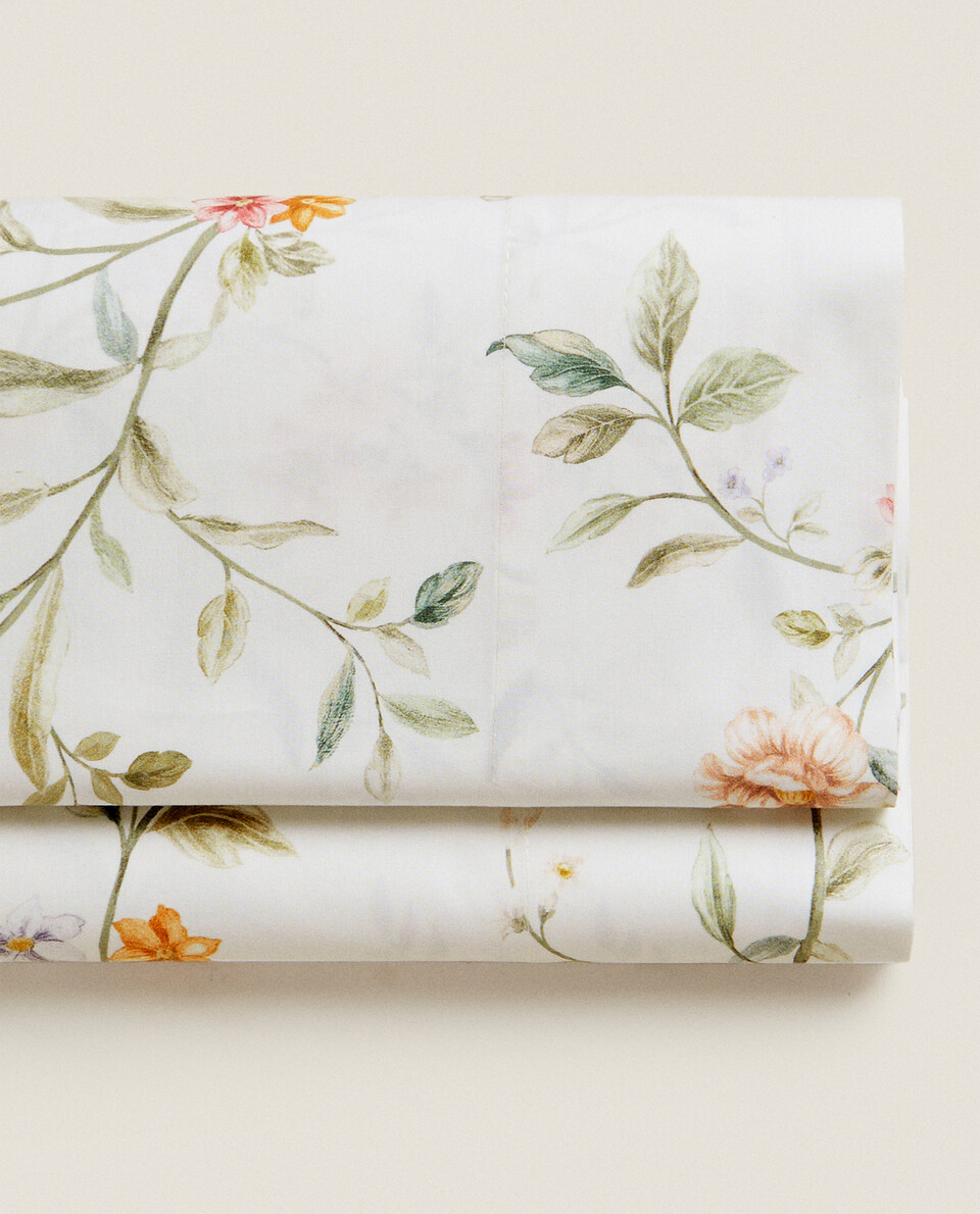 FLORAL EMBROIDERY FLAT SHEET