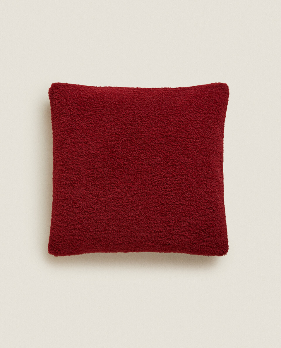REVERSIBLE FAUX SHEARLING CHRISTMAS THROW PILLOW COVER