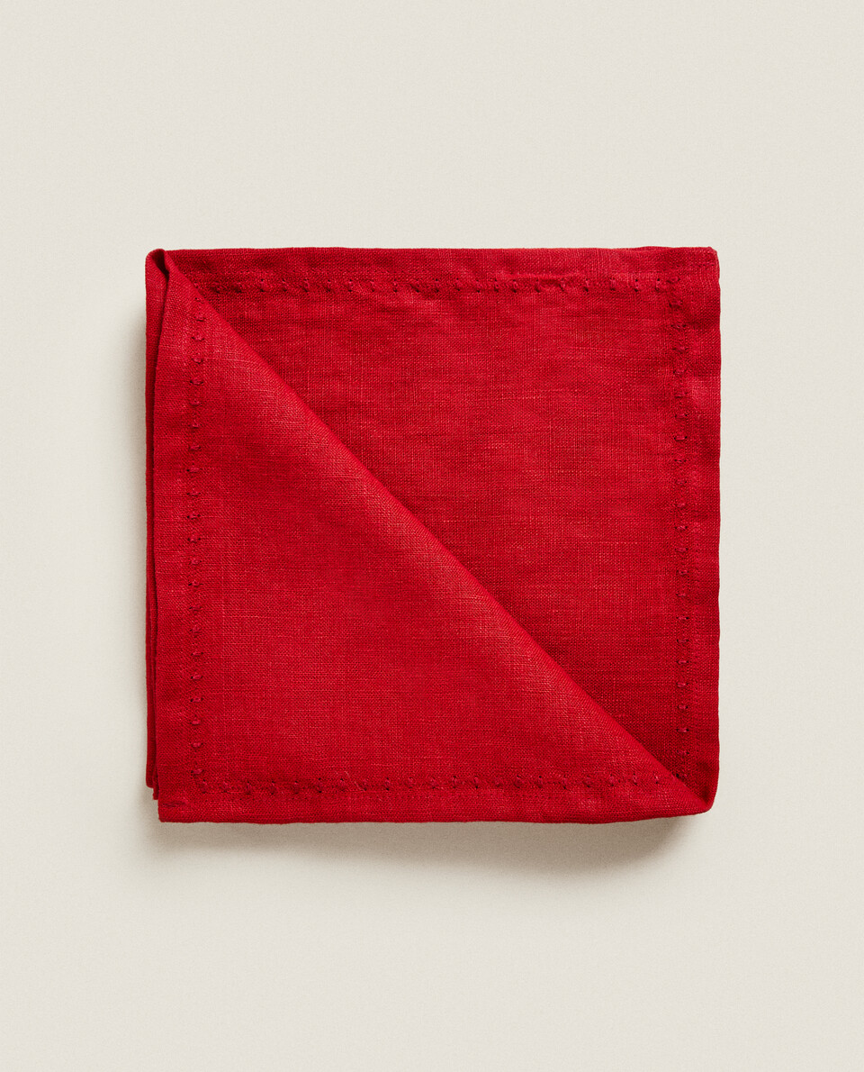 PACK OF EMBROIDERED LINEN CHRISTMAS NAPKINS (PACK OF 2)