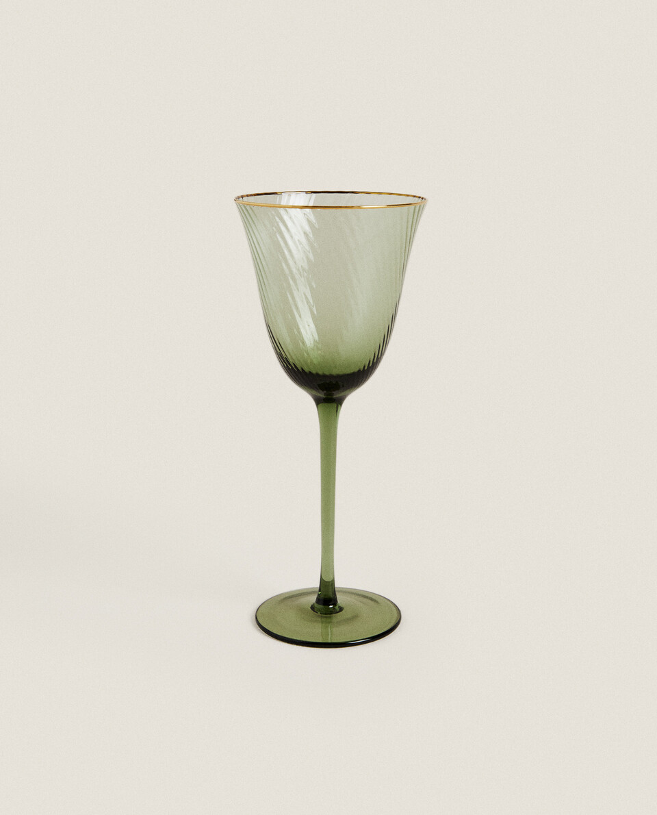 CHRISTMAS GLASS WITH GOLD RIM