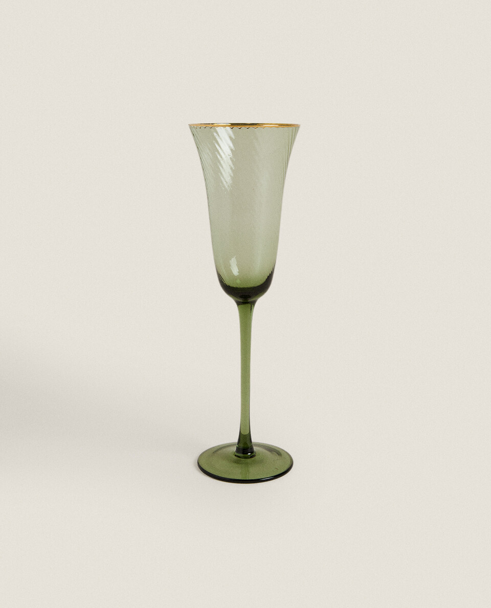 FLUTE GLASS WITH GOLD RIM
