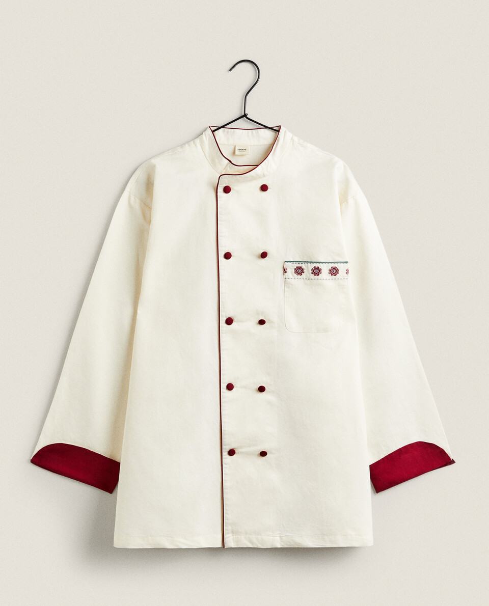 ADULT CHRISTMAS COTTON AND LINEN CHEF JACKET