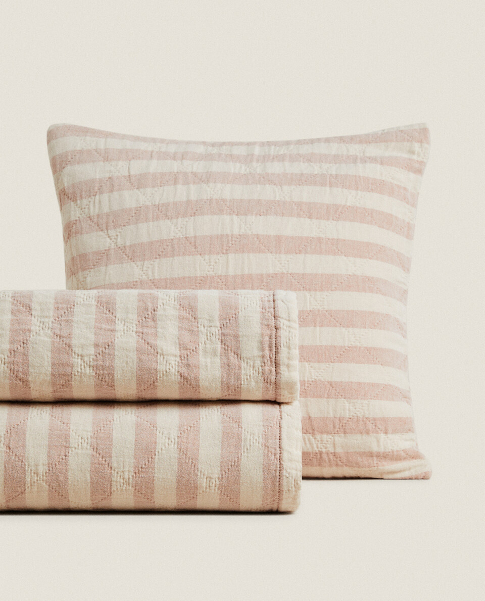 DYED THREAD STRIPED BEDSPREAD