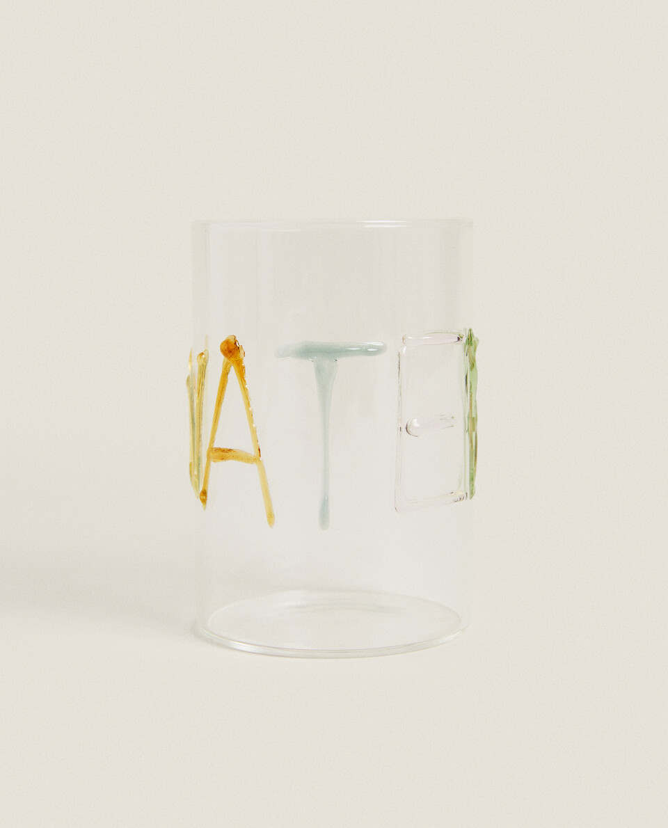 BOROSILICATE GLASS TUMBLER WITH LETTERS