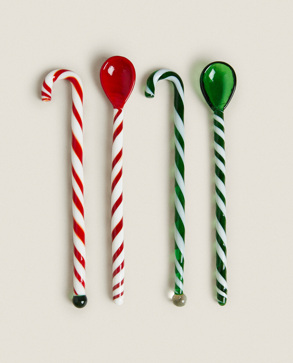 PACK OF CHRISTMAS GLASS SERVING SPOONS (PACK OF 4)